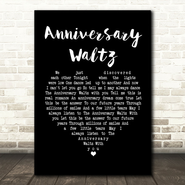 Vera Lynn Anniversary Waltz Black Heart Song Lyric Print