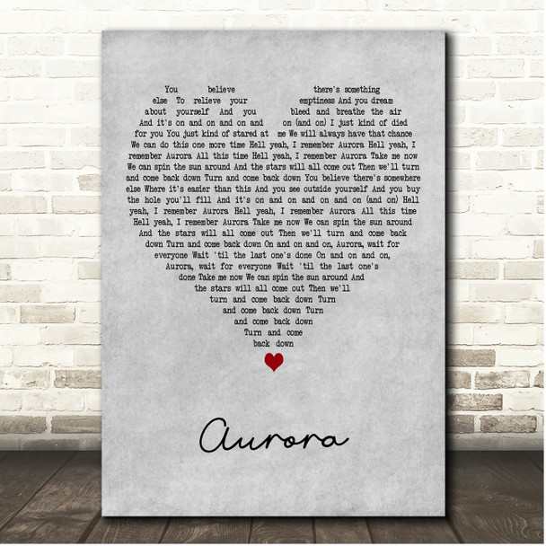Foo Fighters Aurora Grey Heart Song Lyric Print