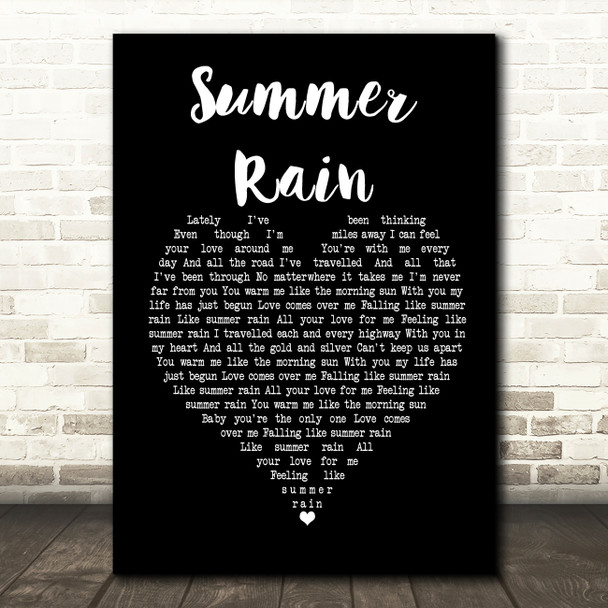 Whitesnake Summer Rain Black Heart Song Lyric Print