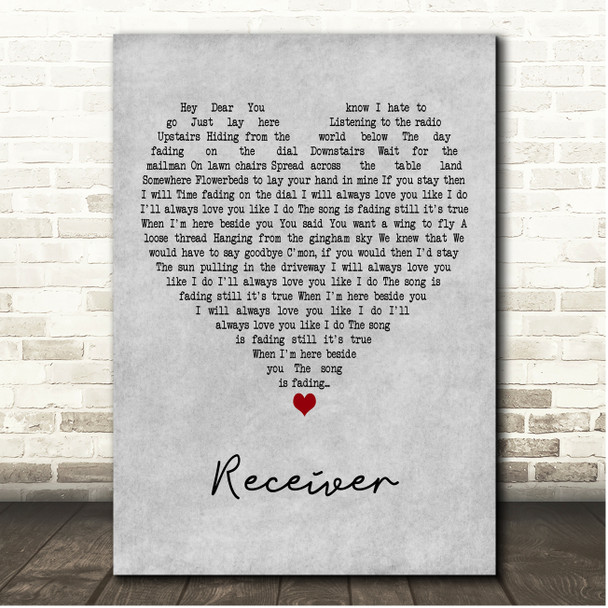 Hem Receiver Grey Heart Song Lyric Print