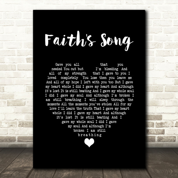Amy Wadge Faith's Song Black Heart Song Lyric Print