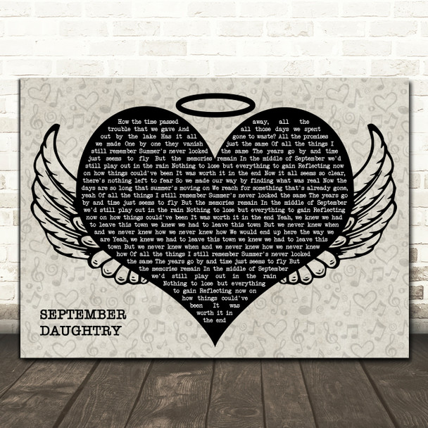 Daughtry September Heart Angel Wings Halo Song Lyric Print