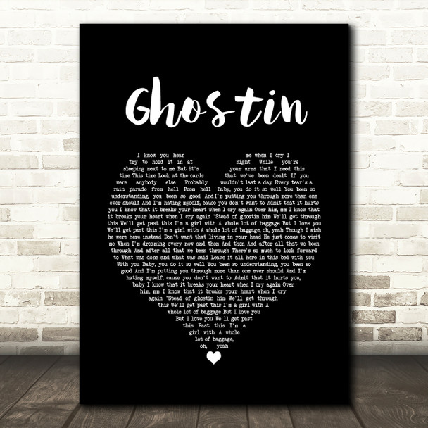 Ariana Grande ghostin Black Heart Song Lyric Print