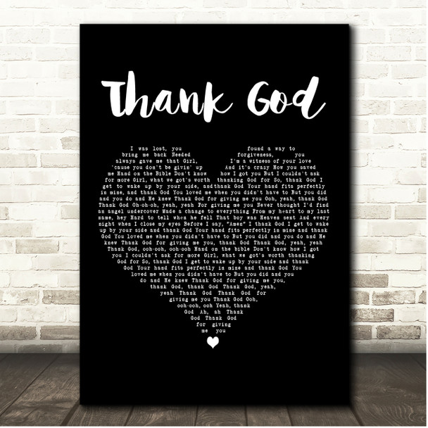 Kane Brown & Katelyn Brown Thank God Black Heart Song Lyric Print