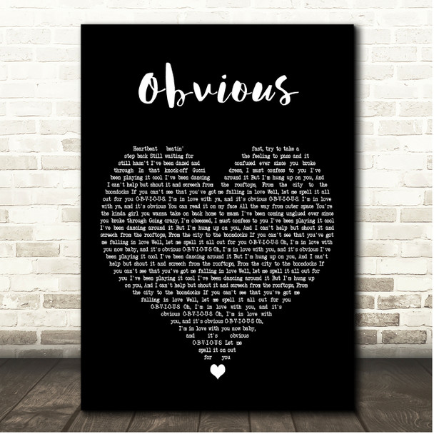 King Calaway Obvious Black Heart Song Lyric Print