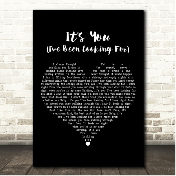Lewis Brice Its You (Ive Been Looking For) Black Heart Song Lyric Print