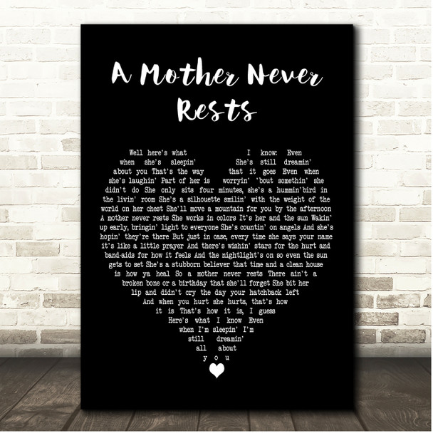 Lori McKenna A Mother Never Rests Black Heart Song Lyric Print