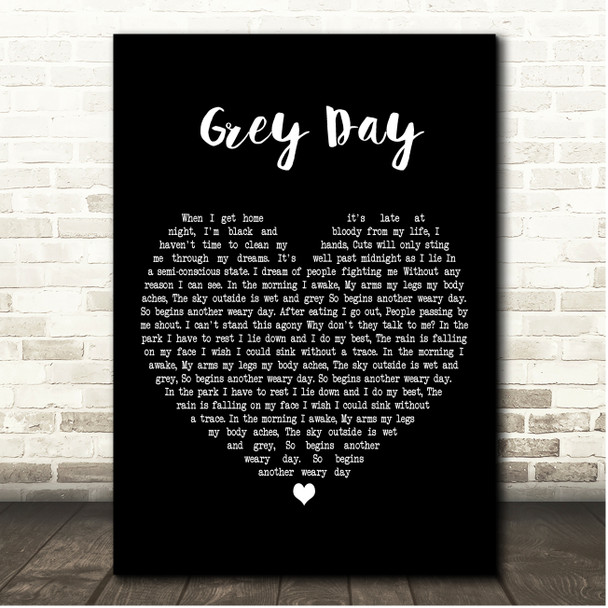 Madness Grey Day Black Heart Song Lyric Print