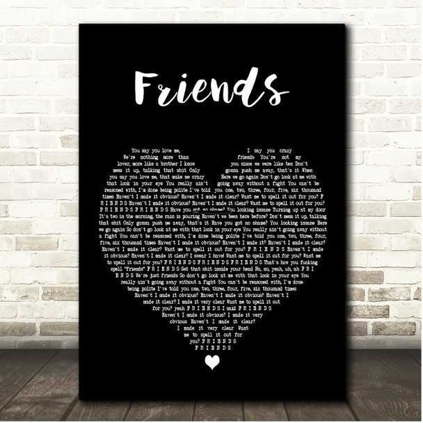 Marshmello & Anne-Marie Friends Black Heart Song Lyric Print