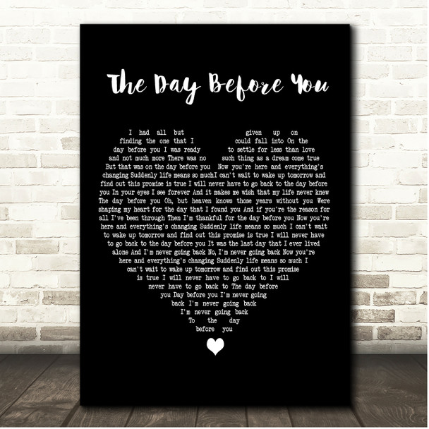 Matthew West The Day Before You Black Heart Song Lyric Print