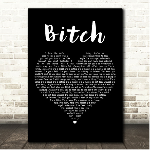 Meredith Brooks Bitch Black Heart Song Lyric Print