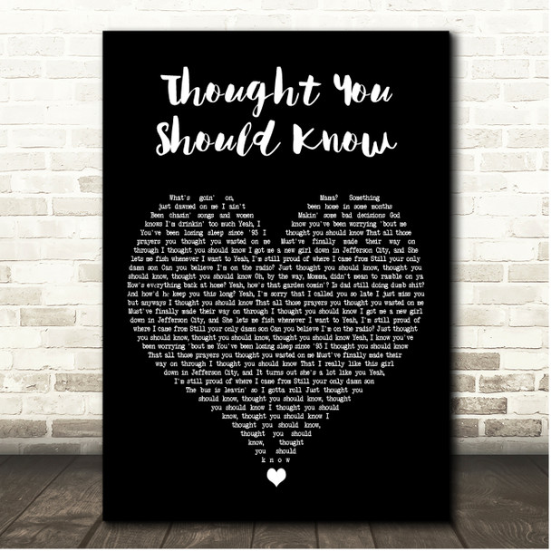 Morgan Wallen Thought You Should Know Black Heart Song Lyric Print