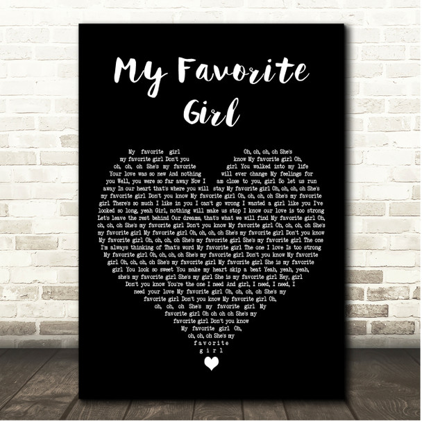 New Kids on the Block My Favorite Girl Black Heart Song Lyric Print