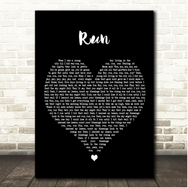 OneRepublic Run Black Heart Song Lyric Print