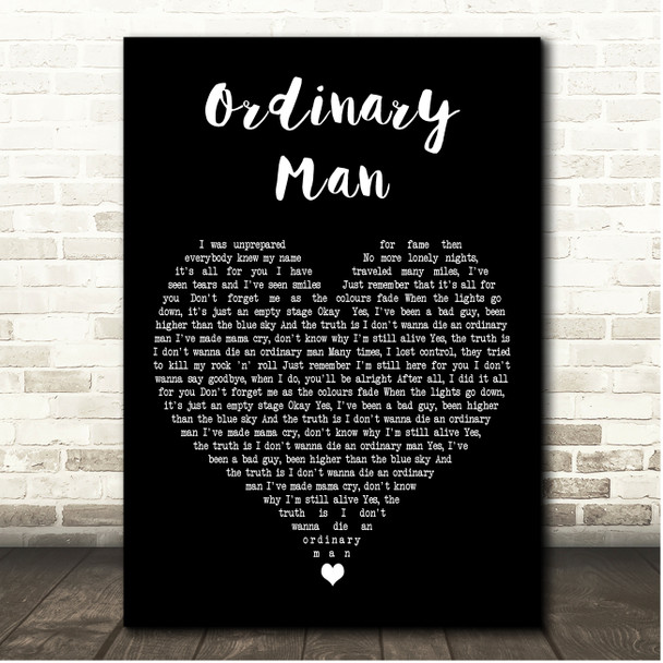 Ozzy Osbourne Ordinary Man Black Heart Song Lyric Print