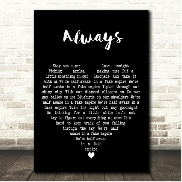 Patsy Cline Always Black Heart Song Lyric Print