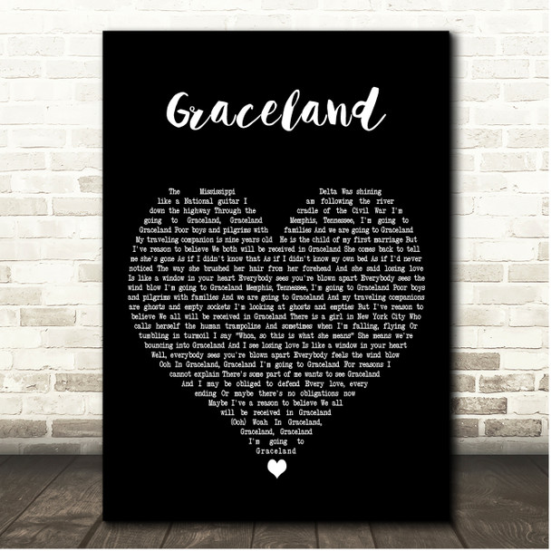 Paul Simon Graceland Black Heart Song Lyric Print