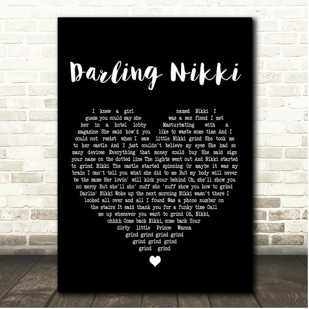 Prince Darling Nikki Black Heart Song Lyric Print