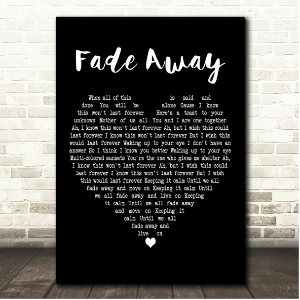 Rebelution Fade Away Black Heart Song Lyric Print