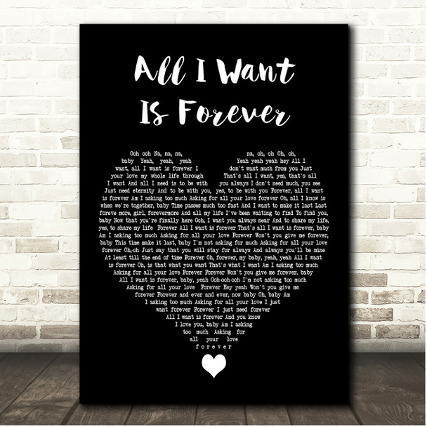 Regina Belle All I Want Is Forever Black Heart Song Lyric Print