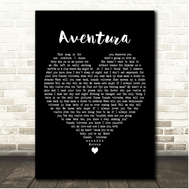 Romeo Santos Aventura Black Heart Song Lyric Print