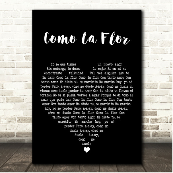 Selena Como La Flor Black Heart Song Lyric Print