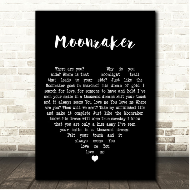 Shirley Bassey Moonraker Black Heart Song Lyric Print