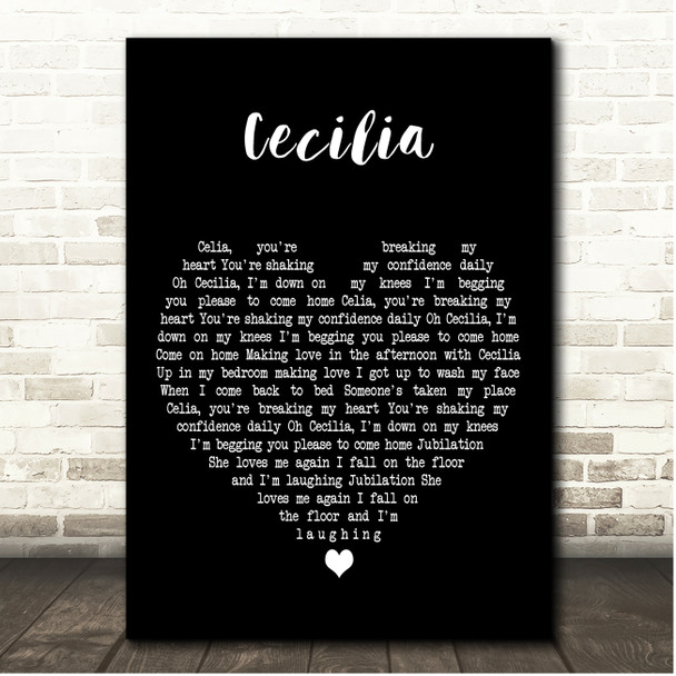 Simon & Garfunkel Cecilia Black Heart Song Lyric Print