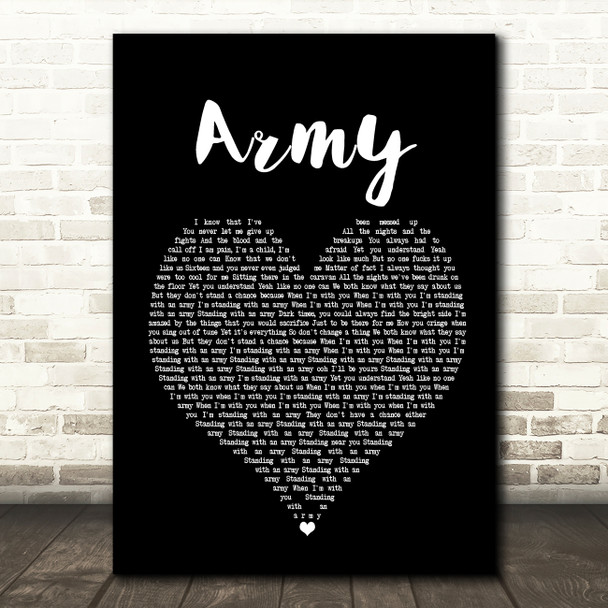 Ellie Goulding Army Black Heart Song Lyric Print