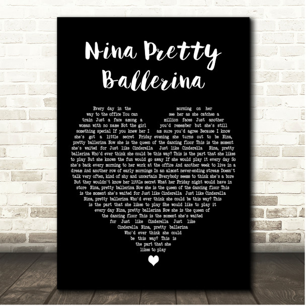 ABBA Nina, Pretty Ballerina Black Heart Song Lyric Print