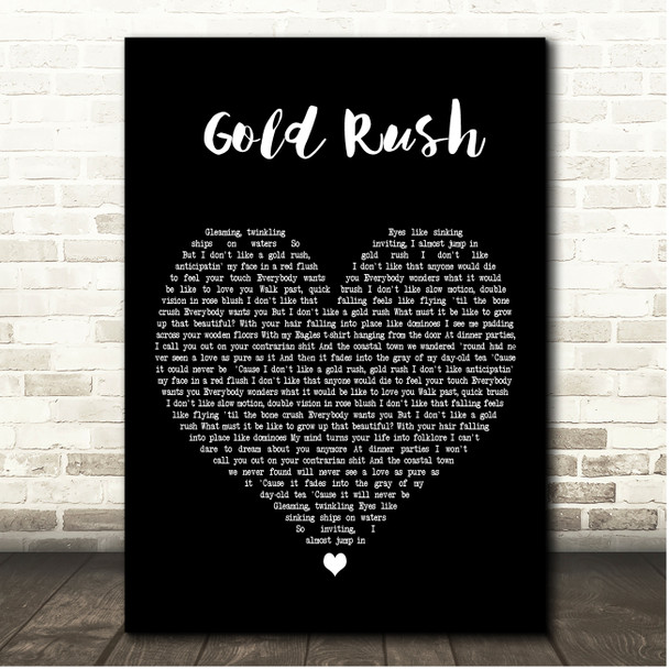 Taylor Swift Gold Rush Black Heart Song Lyric Print