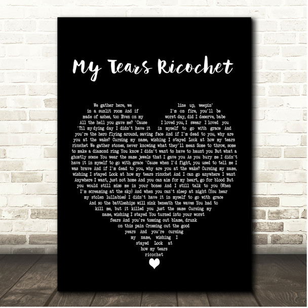 Taylor Swift My Tears Ricochet Black Heart Song Lyric Print