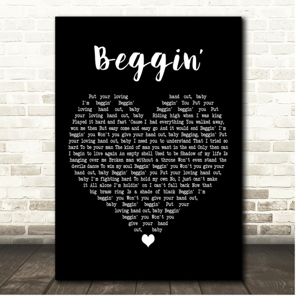 The Four Seasons Beggin Black Heart Song Lyric Print