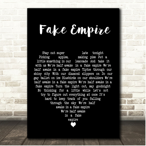 The National Fake Empire Black Heart Song Lyric Print