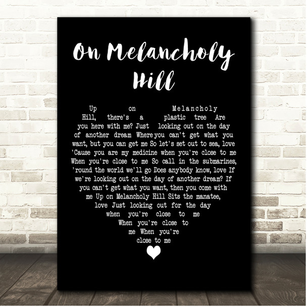 Gorillaz On Melancholy Hill Black Heart Song Lyric Print
