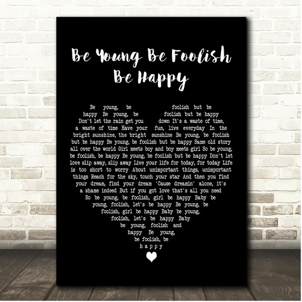 The Tams Be Young Be Foolish Be Happy Black Heart Song Lyric Print