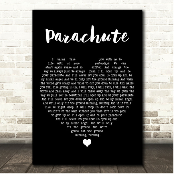 Train Parachute Black Heart Song Lyric Print