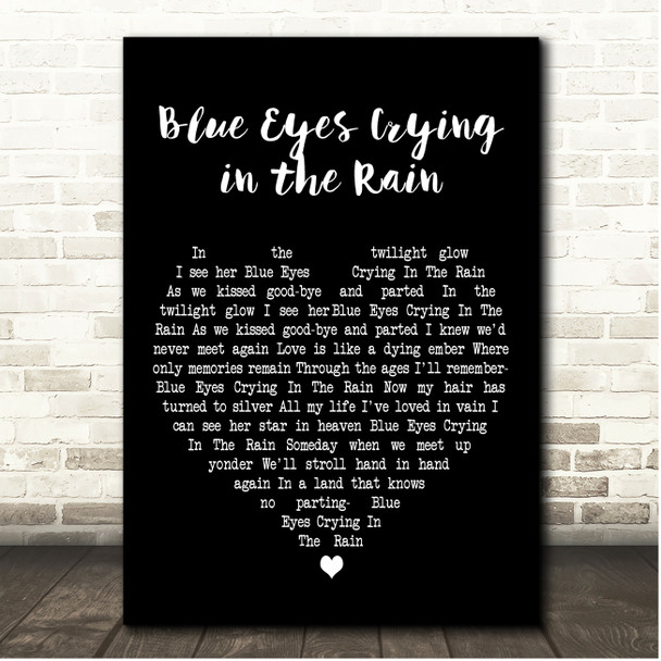 UB40 Blue Eyes Crying in the Rain Black Heart Song Lyric Print