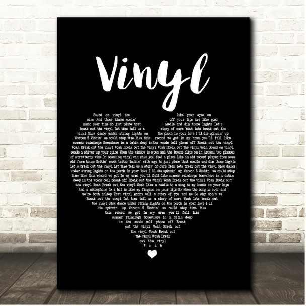 Upchurch Vinyl Black Heart Song Lyric Print