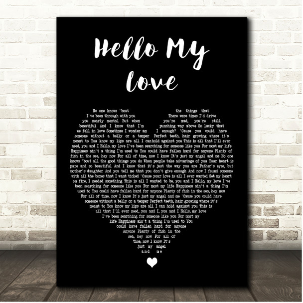 Westlife Hello My Love Black Heart Song Lyric Print
