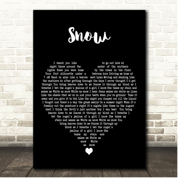 Zach Bryan Snow Black Heart Song Lyric Print