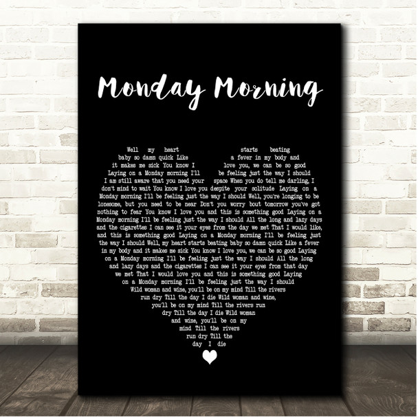 Adam Holmes Monday Morning Black Heart Song Lyric Print