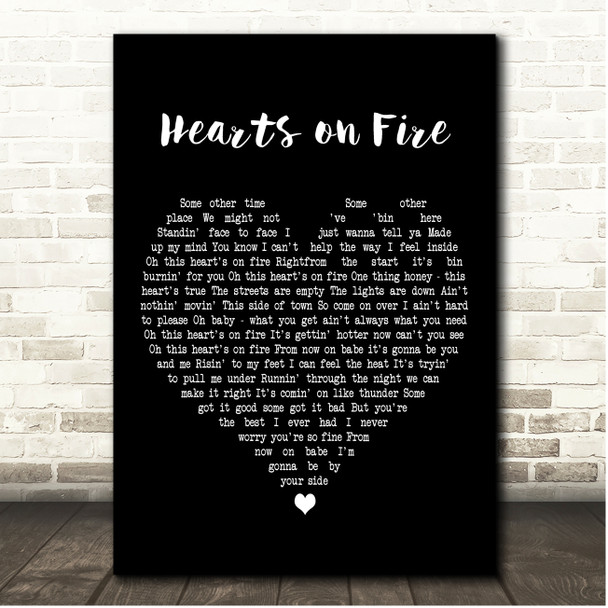 Bryan Adams Hearts on Fire Black Heart Song Lyric Print