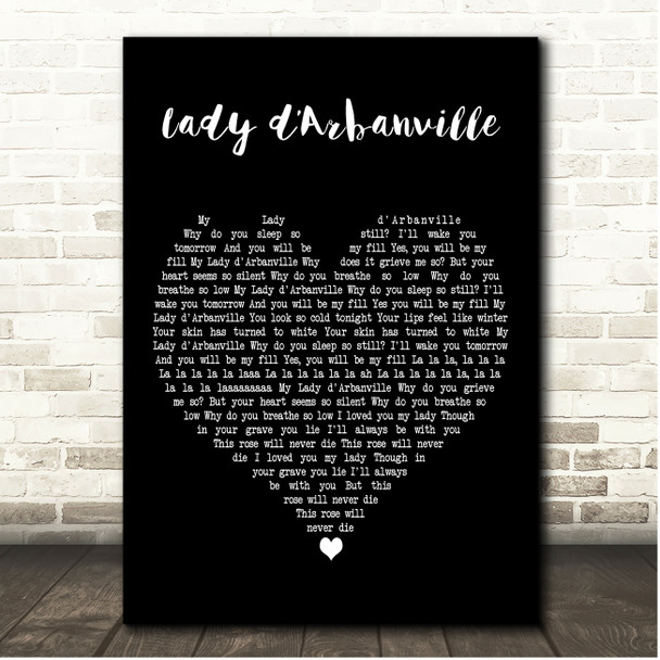 Cat Stevens Lady dArbanville Black Heart Song Lyric Print