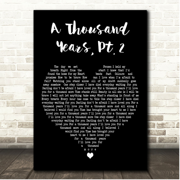 Christina Perri ft Steve Kazee A Thousand Years, Pt. 2 Black Heart Song Lyric Print