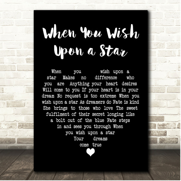 Cliff Edwards When You Wish Upon a Star Black Heart Song Lyric Print