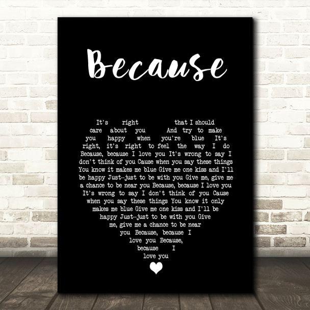 Julian Lennon Because Black Heart Song Lyric Print