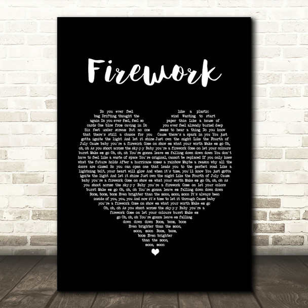 Katy Perry Firework Black Heart Song Lyric Print