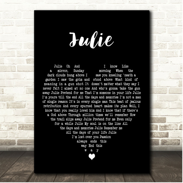 David Bowie Julie Black Heart Song Lyric Print