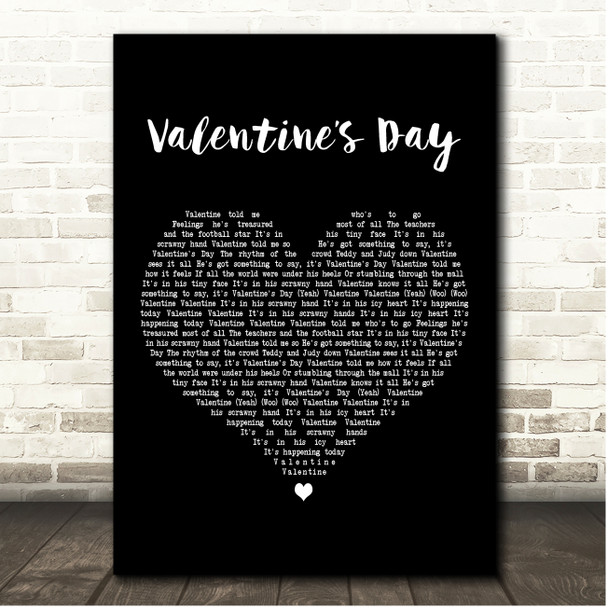 David Bowie Valentines Day Black Heart Song Lyric Print